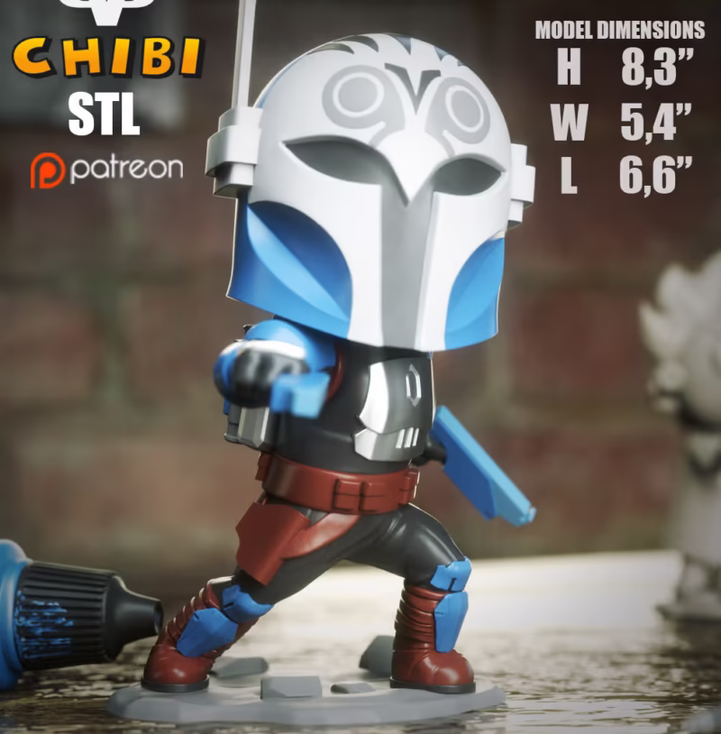 Bo-Katan Kryze Chibi 3D Model - Chibi Star Wars STL Files