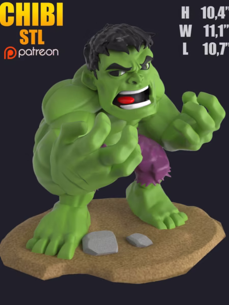 Hulk 3D Model - Chibi Marvel STL Files