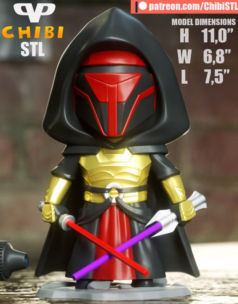 Darth Revan Chibi 3D Model - Chibi Star Wars STL File