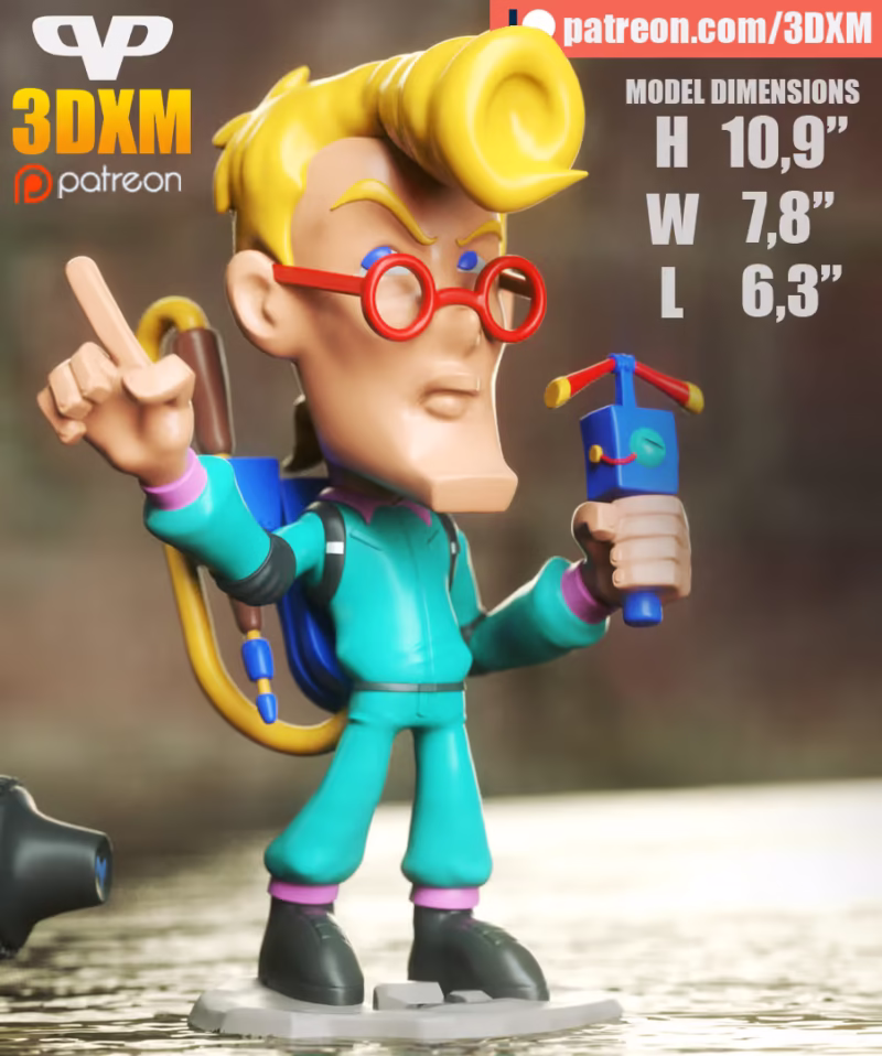 Egon Spengler Chibi 3D Model - The Real Ghostbusters Chibi STL File