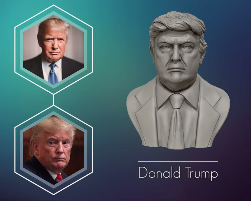 Donald Trump Bust 3D Model - USA Donald John Trump STL File